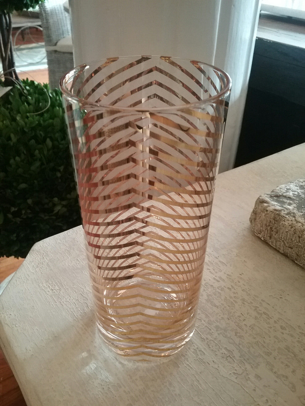 Highball Glass Gold Chevron