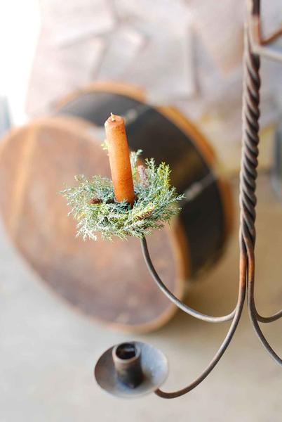 Prickly Pine Candelabra Ring With Snow