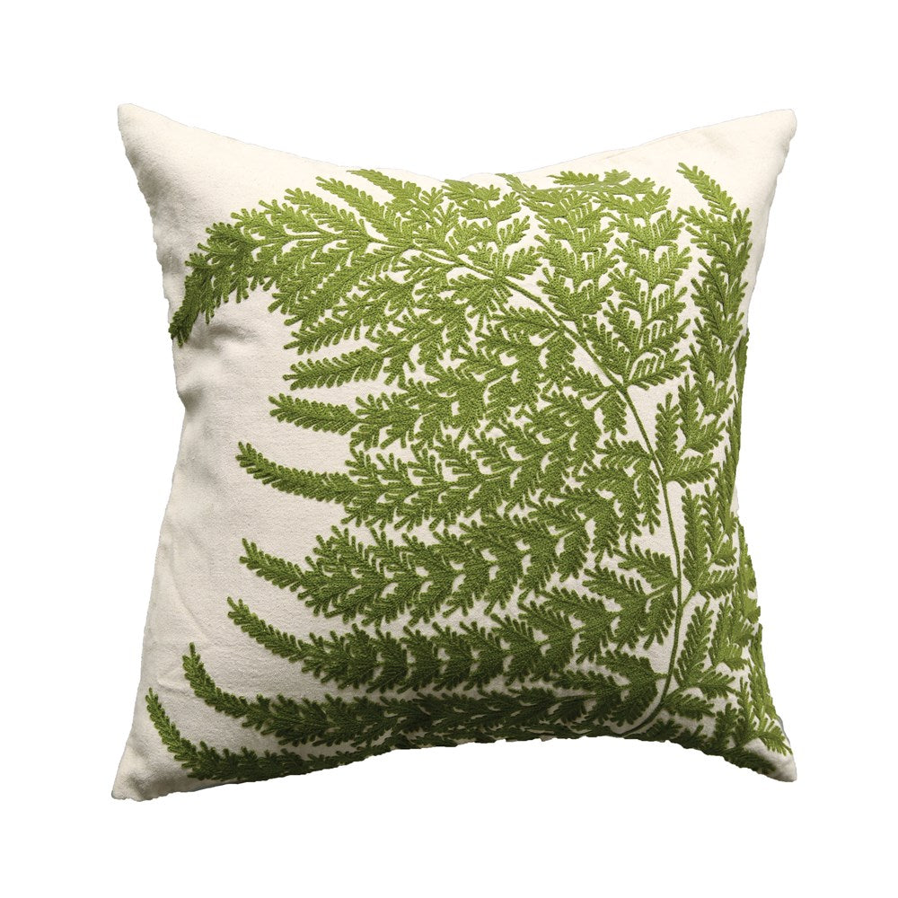 Pillow w/ Fern Fronds Embroidery