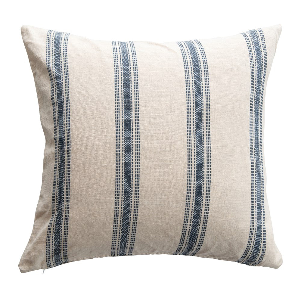 White and Blue Striped Pillow