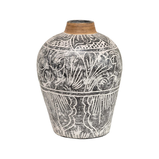 Terra-cotta Vase w/ Banana Leaf Rim
