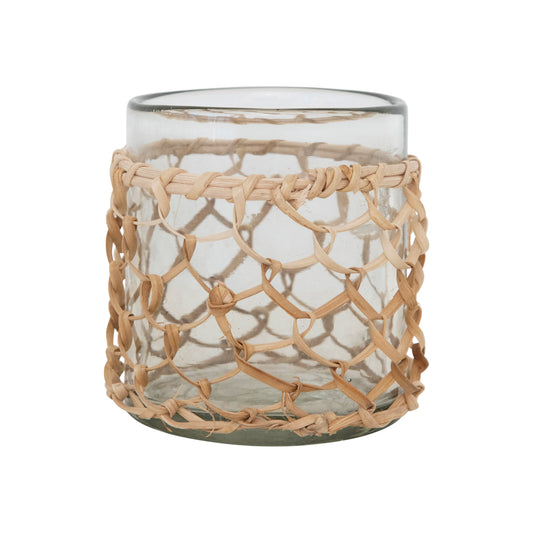 Rattan Wrapped Votive Holder w/ Sleeve