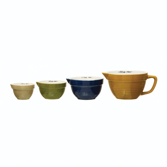 Stoneware Batter Bowl Measuring Cups, Set of 4