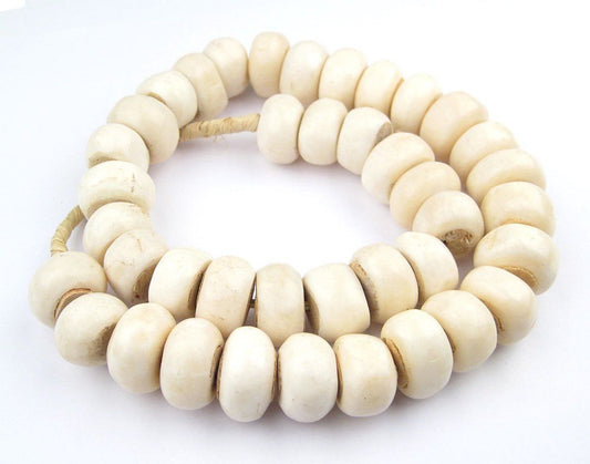 White Diamond Kenya Cow Bone Beads Per String