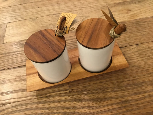 Ceramic Mini Cellars Set w/Spoons