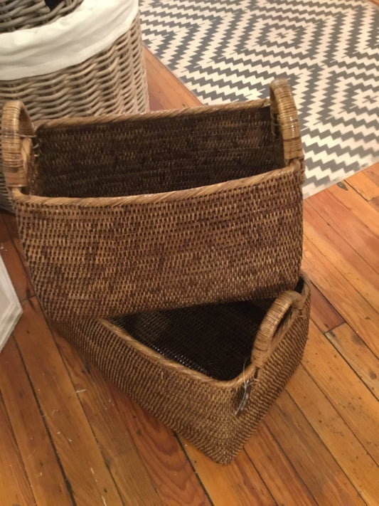 Burma Rattan Narrow Magazine Basket