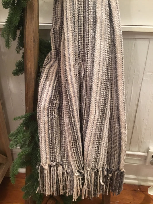 Grey Striped Throw