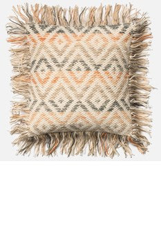 Orange Diamond Fringe Pillow