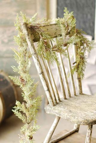 Prickly Pine Garland W/ Snow -72"