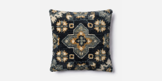 Blue/Cream Sunburst Pillow
