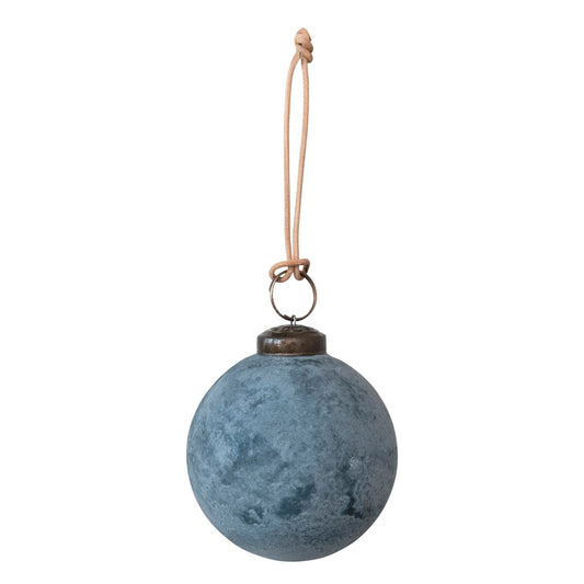 Distressed Round Glass Ball Ornament