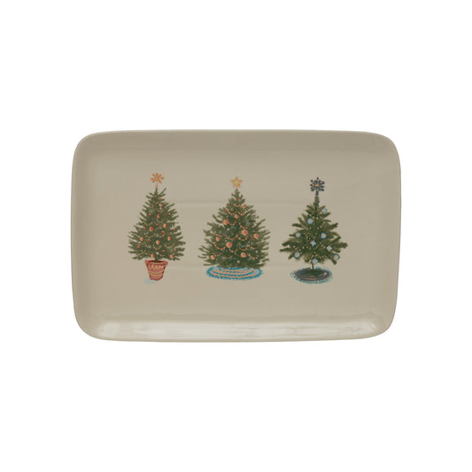 Christmas Tree Stoneware Platter